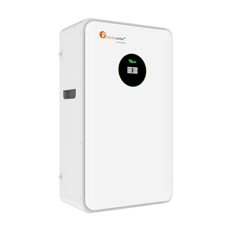 Акумулятор Felicity FLA48200 у три чверті: білий корпус, круглий дисплей із зеленим кільцем, логотип Felicity Solar