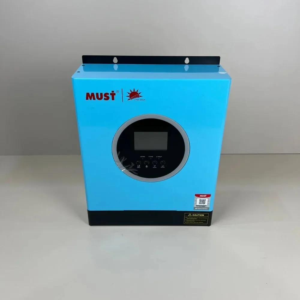 Must PV18-3024 ECO спереду: блакитний корпус, круглий дисплей, кронштейн